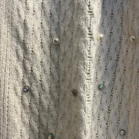 Maurice’s Womens Cream Rhinestone Embellished Cardigan Sweater New XSmall - Picture 5 of 7